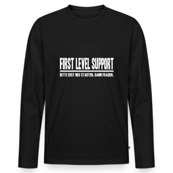 Support de premier niveau Veuillez redémarrer IT IT d'abord - T-shirt manches longues Premium bio Homme - noir - Devant - Nico (187cm)