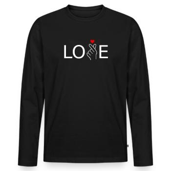 K-Pop Love Music - Männer Premium Bio Langarmshirt - Schwarz - Vorne - Nico (187cm)