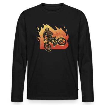Mountain bikers Cycling Mountainbike - Men's Premium Organic Long Sleeve Shirt - black - Front - Nico (187cm)