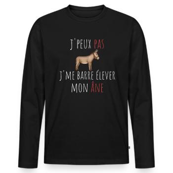 j'peux pas j'me barre élever mon âne cadeau humour - T-shirt manches longues Premium bio Homme - noir - Devant - Nico (187cm)