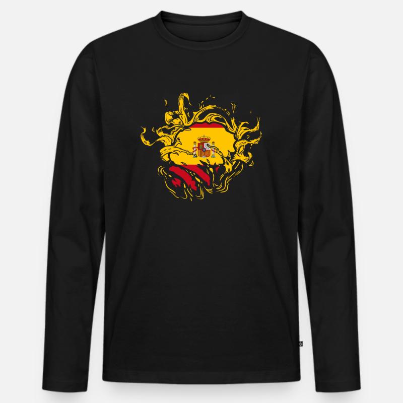 Spanien - Männer Premium Bio Langarmshirt - Schwarz