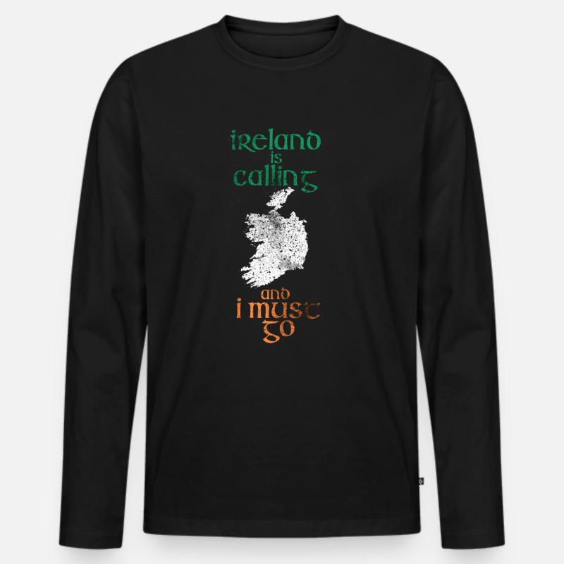 Irland - Männer Premium Bio Langarmshirt - Schwarz