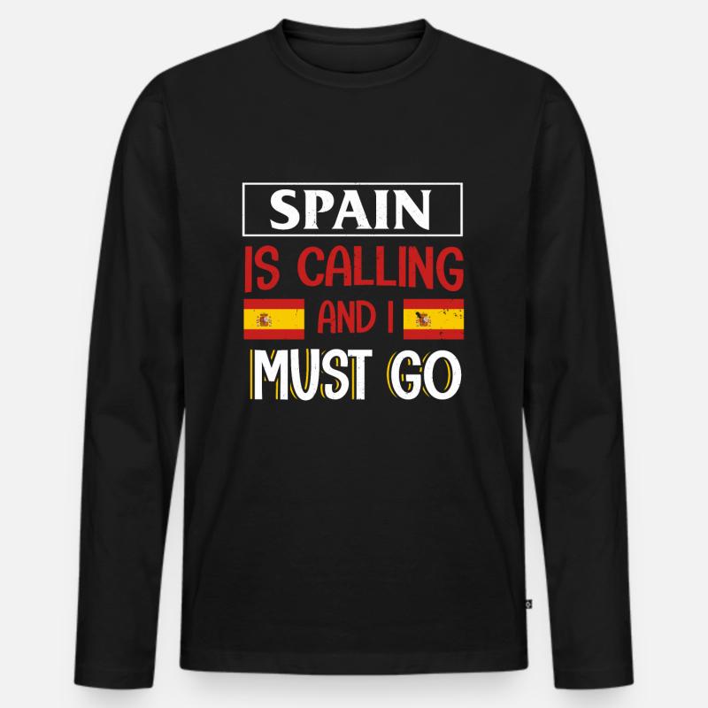 Spanien - Männer Premium Bio Langarmshirt - Schwarz