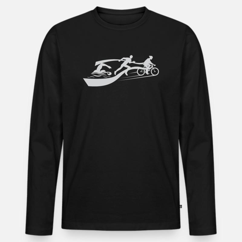 Triathlon - Männer Premium Bio Langarmshirt - Schwarz