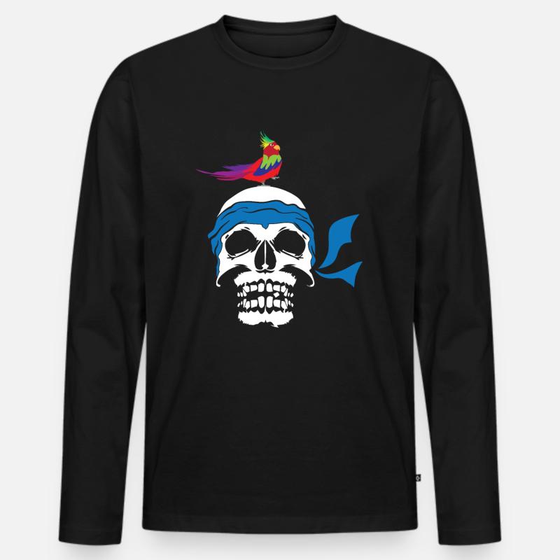 Pirat - Männer Premium Bio Langarmshirt - Schwarz