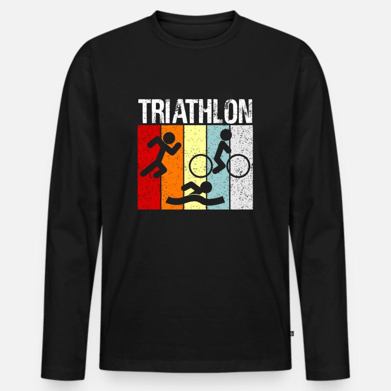 Triathlon - Männer Premium Bio Langarmshirt - Schwarz