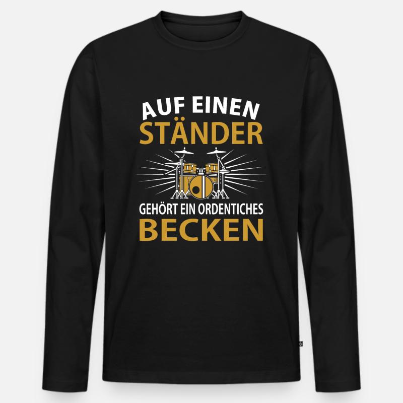 Schlagzeug - Männer Premium Bio Langarmshirt - Schwarz
