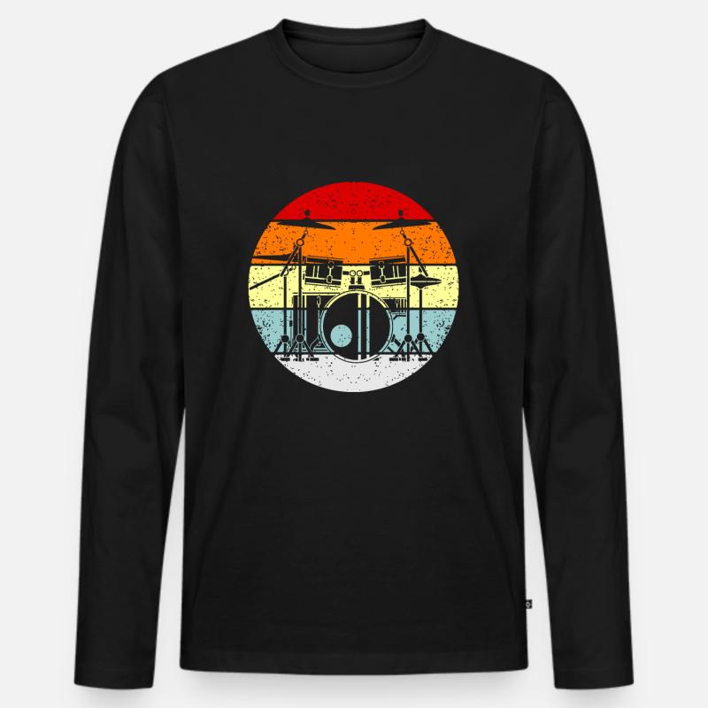 Schlagzeug - Männer Premium Bio Langarmshirt - Schwarz