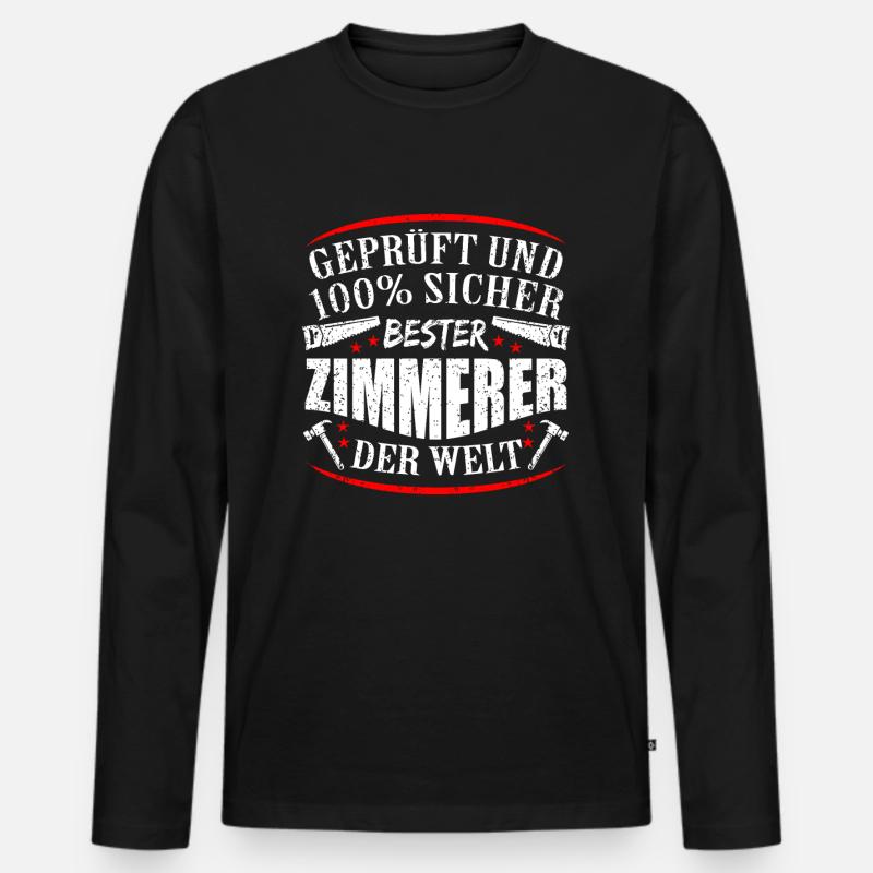 Zimmermann - Männer Premium Bio Langarmshirt - Schwarz
