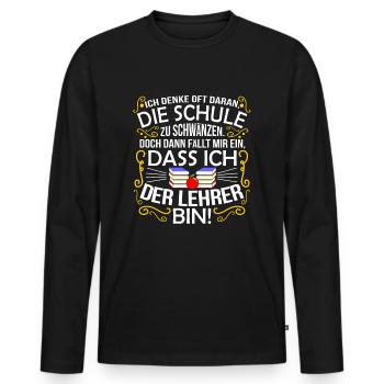 professeur - T-shirt manches longues Premium bio Homme - noir - Devant - Nico (187cm)