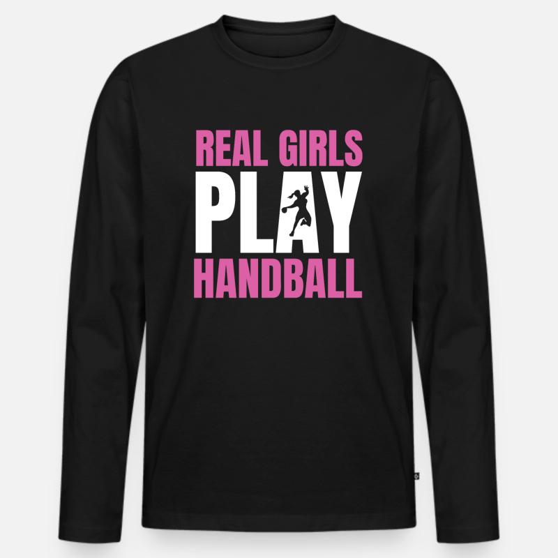 Handball - Männer Premium Bio Langarmshirt - Schwarz