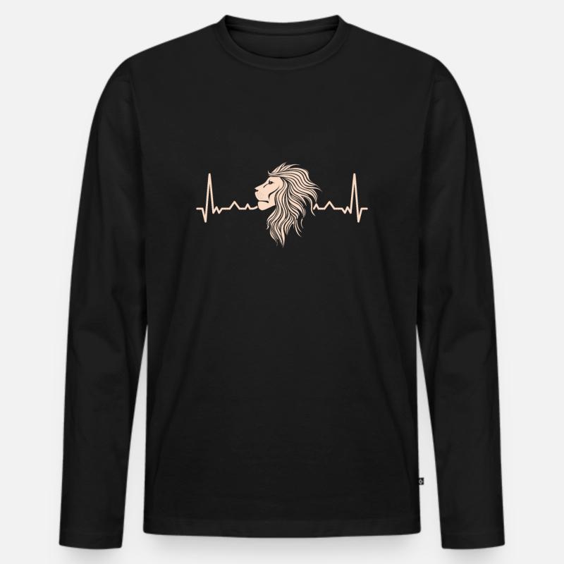 Löwe - Männer Premium Bio Langarmshirt - Schwarz