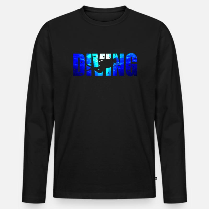 tauchen - Männer Premium Bio Langarmshirt - Schwarz