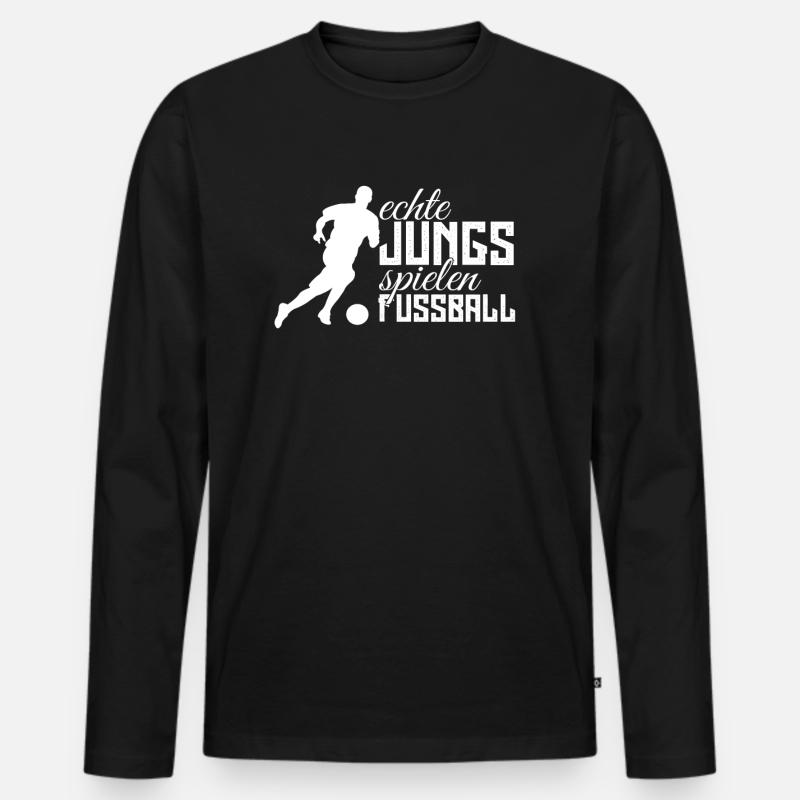 Fußball - Männer Premium Bio Langarmshirt - Schwarz