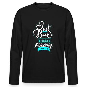 courir - T-shirt manches longues Premium bio Homme - noir - Devant - Nico (187cm)