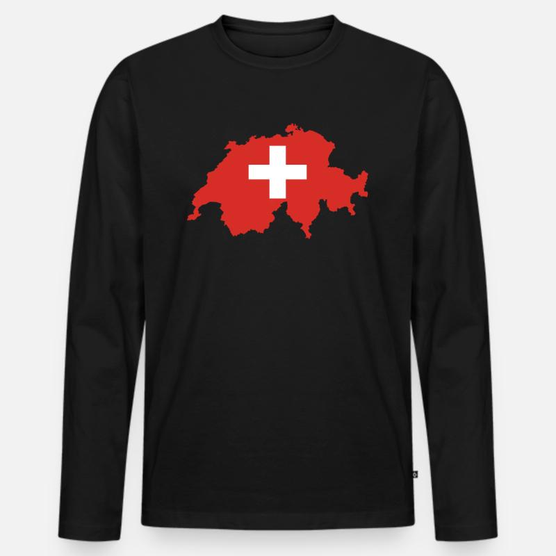 Schweiz - Männer Premium Bio Langarmshirt - Schwarz