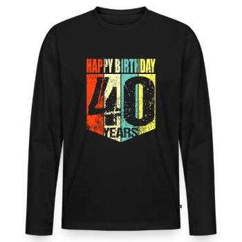 40th birthday - Men's Premium Organic Long Sleeve Shirt - black - Front - Nico (187cm)