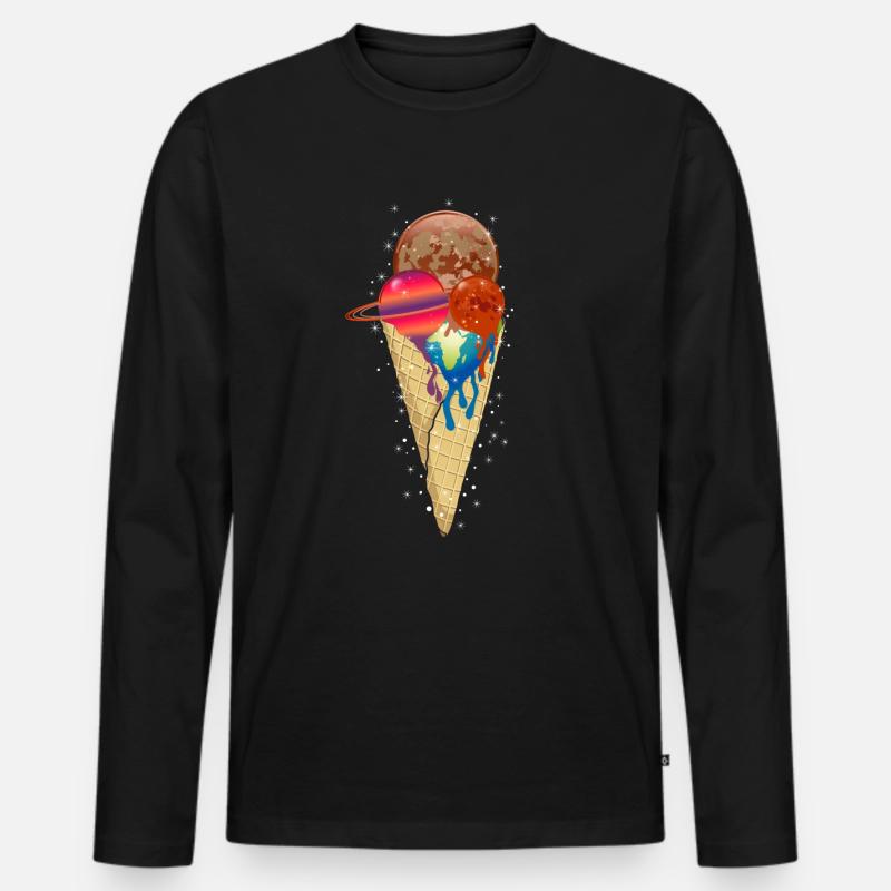Eiscreme - Männer Premium Bio Langarmshirt - Schwarz