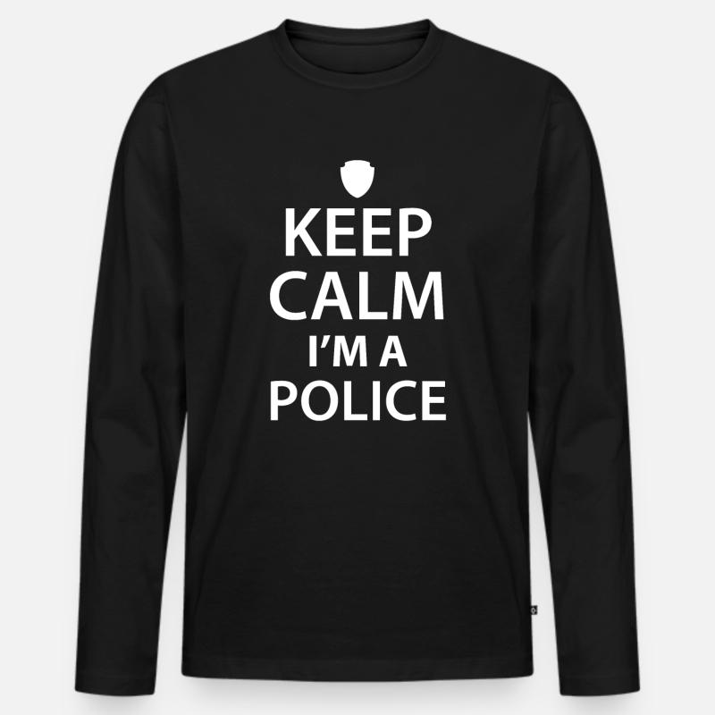 Polizei - Männer Premium Bio Langarmshirt - Schwarz