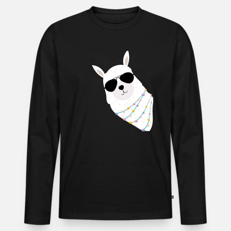 Lama - Männer Premium Bio Langarmshirt - Schwarz
