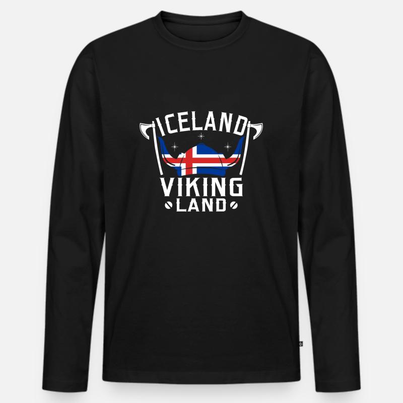 Island - Männer Premium Bio Langarmshirt - Schwarz