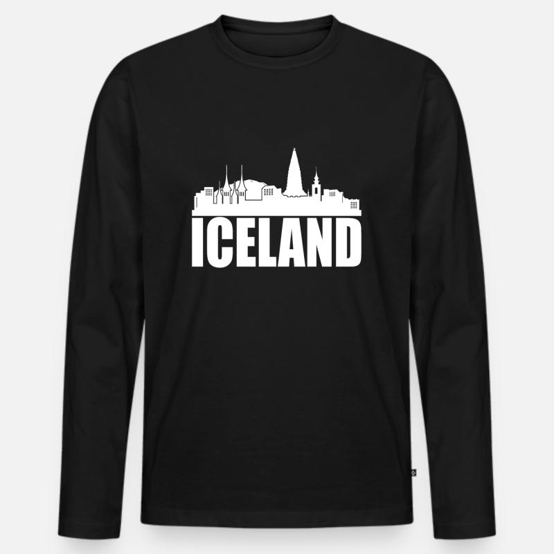 Island - Männer Premium Bio Langarmshirt - Schwarz