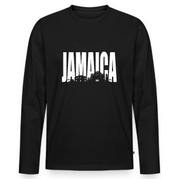 jamaica - Men's Premium Organic Long Sleeve Shirt - black - Front - Nico (187cm)