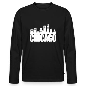 Chicago - Men's Premium Organic Long Sleeve Shirt - black - Front - Nico (187cm)