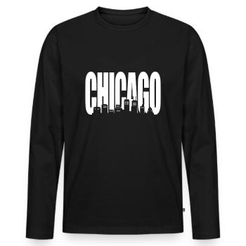 Chicago - Men's Premium Organic Long Sleeve Shirt - black - Front - Nico (187cm)