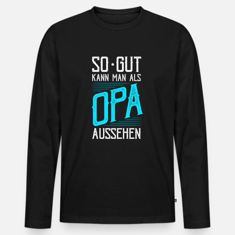 Opa - Männer Premium Bio Langarmshirt - Schwarz