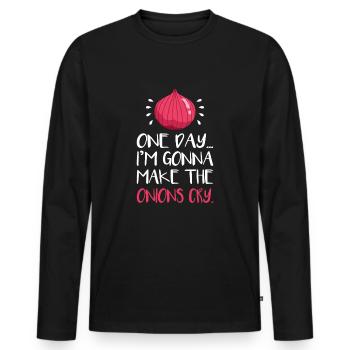 oignon - T-shirt manches longues Premium bio Homme - noir - Devant - Nico (187cm)