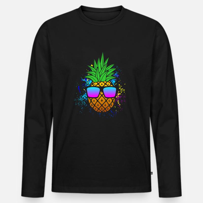 Ananas - Männer Premium Bio Langarmshirt - Schwarz
