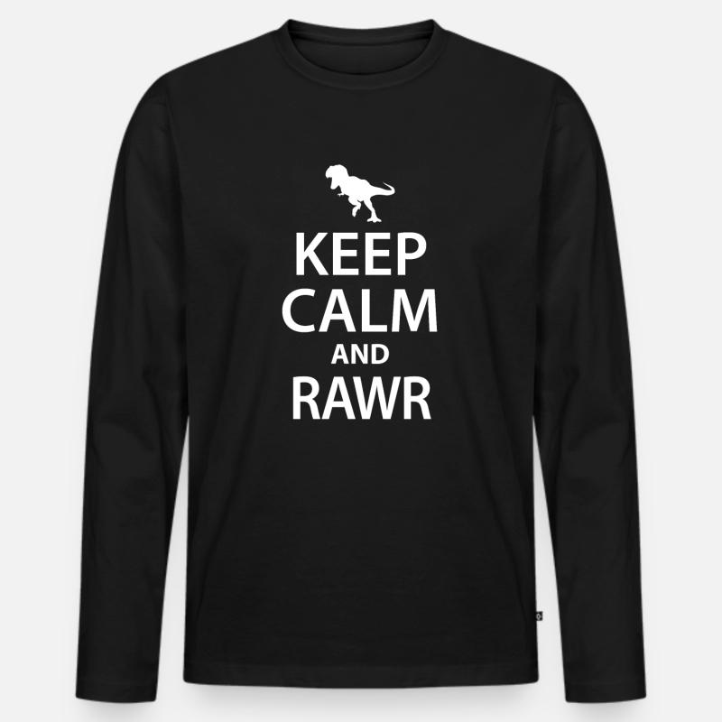 Dino Dinosaurier - Männer Premium Bio Langarmshirt - Schwarz