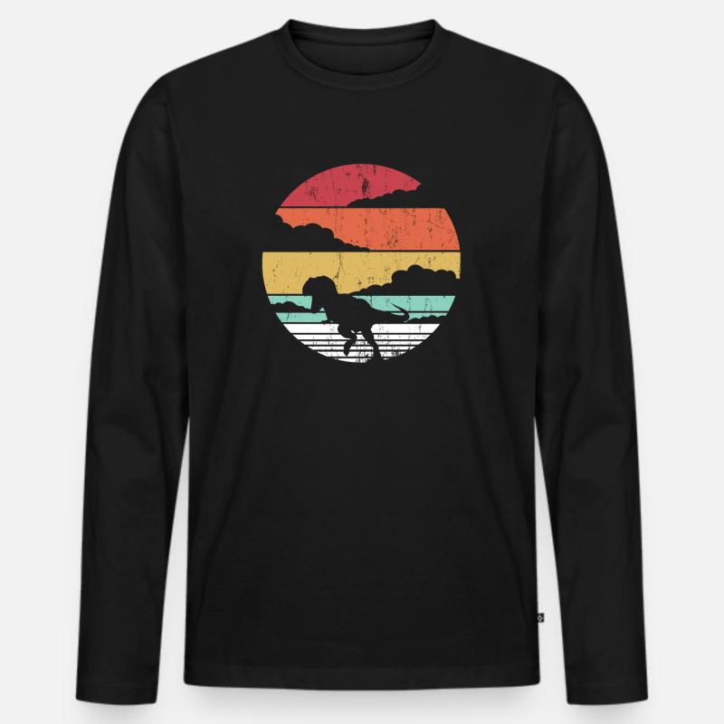 Dino Dinosaurier - Männer Premium Bio Langarmshirt - Schwarz