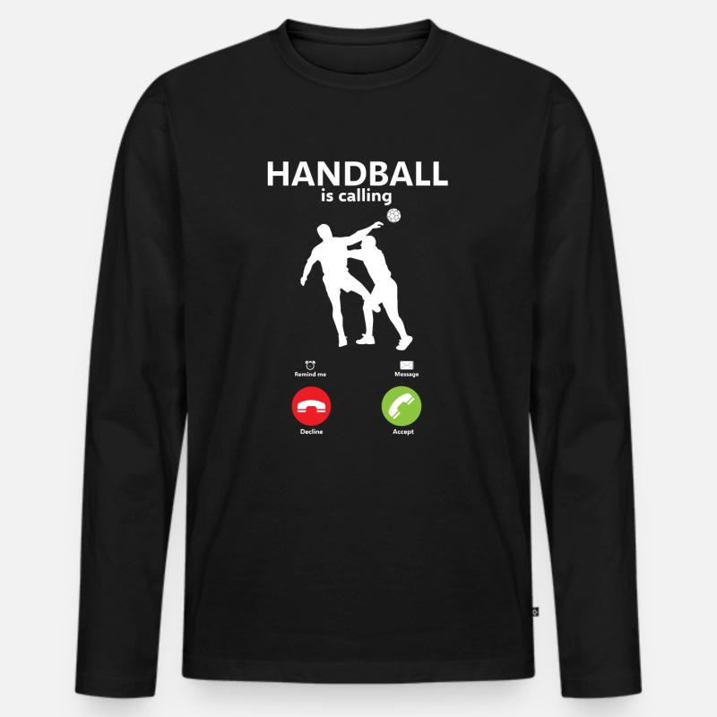 Handball - Männer Premium Bio Langarmshirt - Schwarz