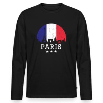 Paris - Männer Premium Bio Langarmshirt - Schwarz - Vorne - Nico (187cm)