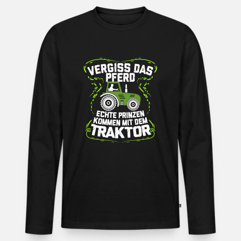 Traktor - Männer Premium Bio Langarmshirt - Schwarz
