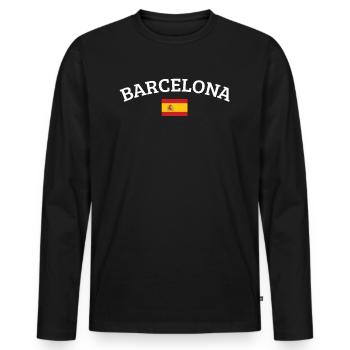 Barcelona - Men's Premium Organic Long Sleeve Shirt - black - Front - Nico (187cm)