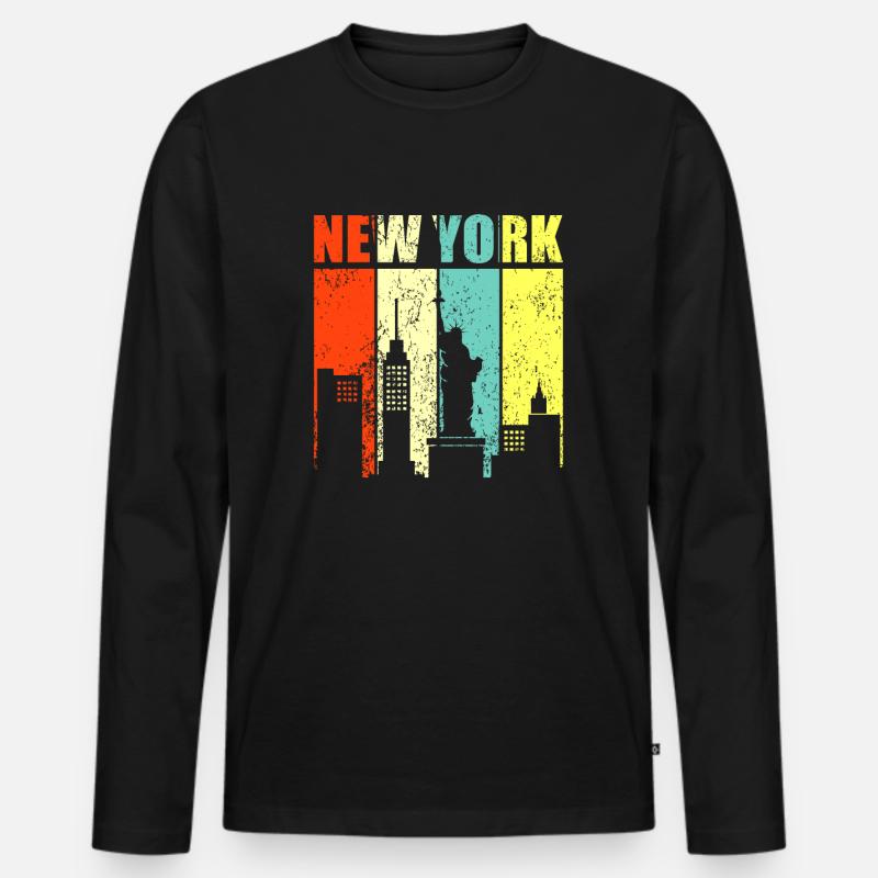 New York - Männer Premium Bio Langarmshirt - Schwarz