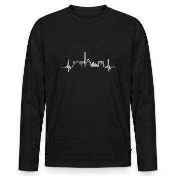 Dublin - Männer Premium Bio Langarmshirt - Schwarz - Vorne - Nico (187cm)