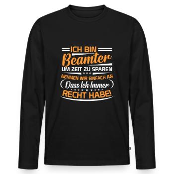 Beamter - Männer Premium Bio Langarmshirt - Schwarz - Vorne - Nico (187cm)