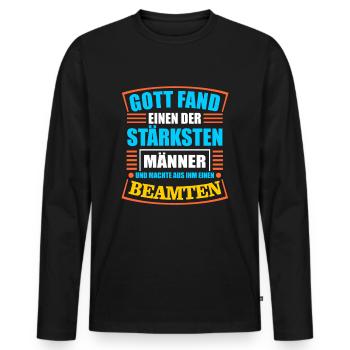 Beamter - Männer Premium Bio Langarmshirt - Schwarz - Vorne - Nico (187cm)