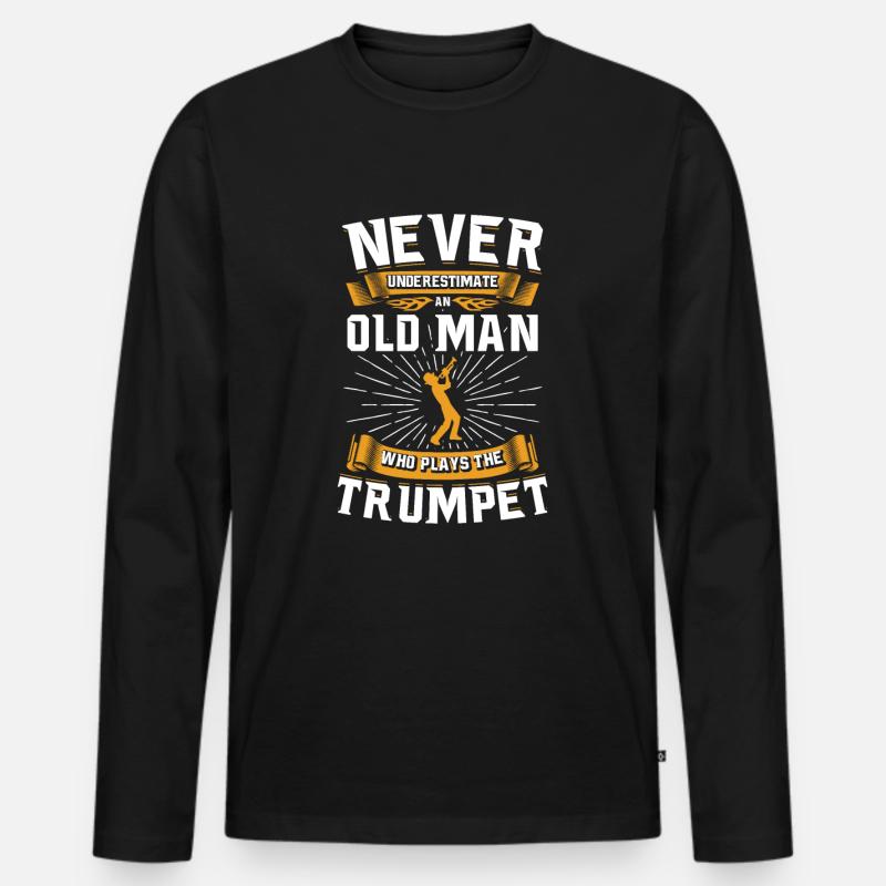Trompete - Männer Premium Bio Langarmshirt - Schwarz