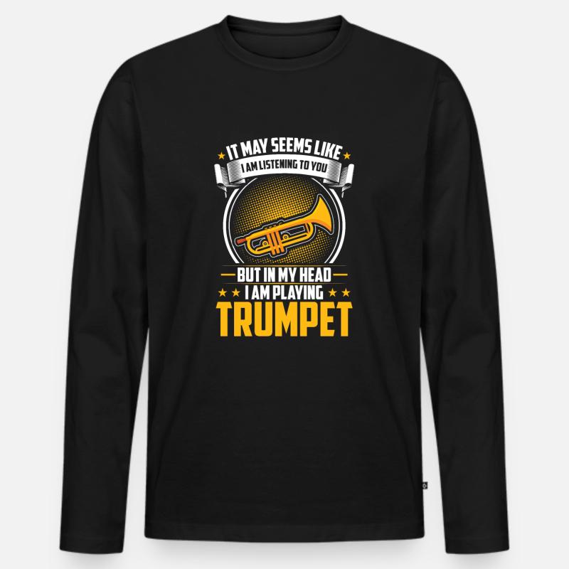 Trompete - Männer Premium Bio Langarmshirt - Schwarz