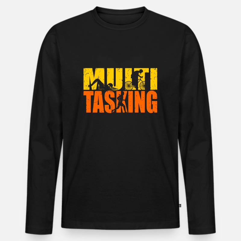 Triathlon - Männer Premium Bio Langarmshirt - Schwarz