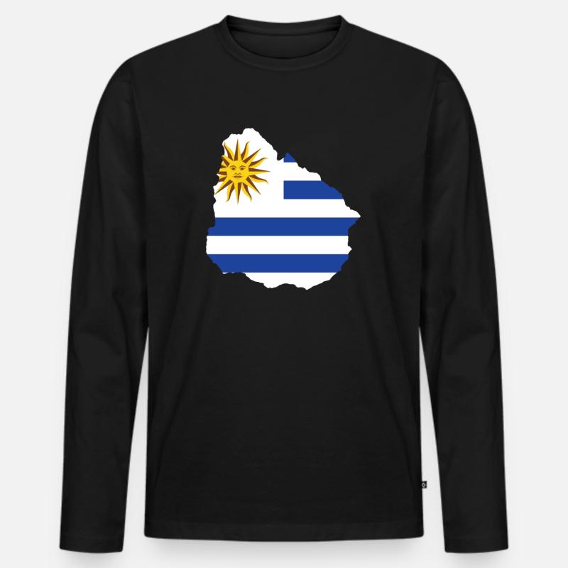 Uruguay - Männer Premium Bio Langarmshirt - Schwarz