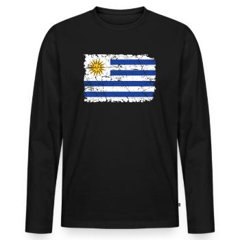 Uruguay - Men's Premium Organic Long Sleeve Shirt - black - Front - Nico (187cm)