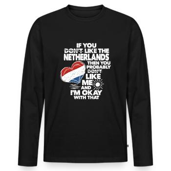 Netherlands - Men's Premium Organic Long Sleeve Shirt - black - Front - Nico (187cm)