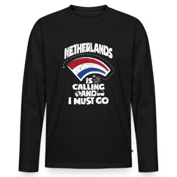 Netherlands - Men's Premium Organic Long Sleeve Shirt - black - Front - Nico (187cm)