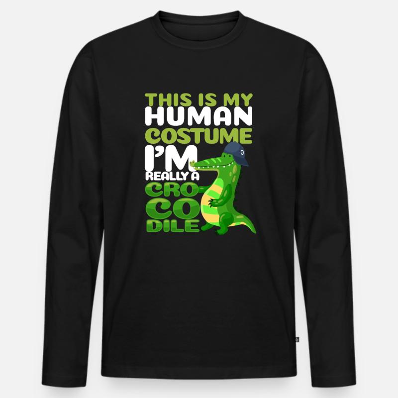 Krokodil - Männer Premium Bio Langarmshirt - Schwarz